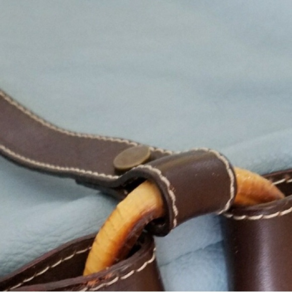 VtG RaRe🐬GuIa’S GeNuiNe ItaLiAn CalF sKin LeAtHer Teal BlUe BaMb0o HoB0 🔥 - Picture 8 of 12